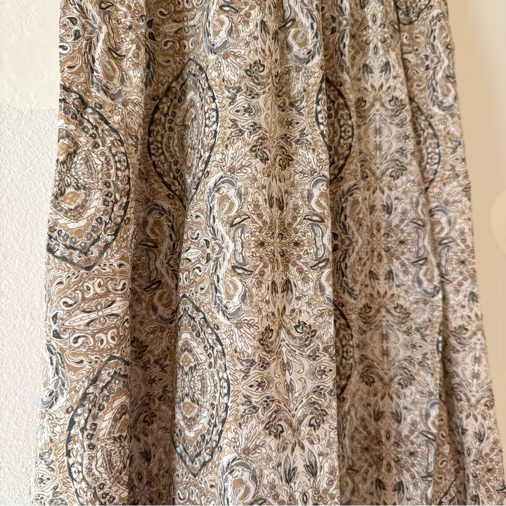 NWT Banana Republic Beige Patterned Tie Open Back Midi Dress with Ruffle Sleeves - Picture 4 of 11
